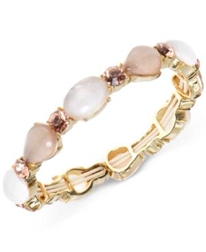 Anne Klein Gold-tone Mother-of-pearl Mixed Stone Stretch Bracelet
