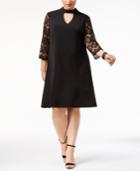 Jessica Howard Plus Size Lace-sleeve Choker Dress