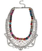 M. Haskell Hematite-tone Multicolored Bead And Crystal Frontal Necklace