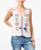American Rag Juniors' Embroidered Bubble-hem Blouse, Only At Macy's