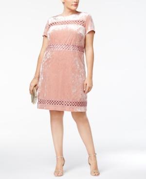 Sangria Plus Size Crushed Velvet Crochet Dress
