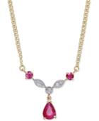 Ruby (1-1/5 Ct. T.w.) And Diamond Accent Lariat Necklace In 14k Gold