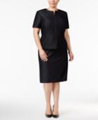 Tahari Asl Plus Size Short-sleeve Zip-up Skirt Suit