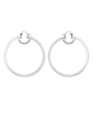 Sis By Simone I Smith Platinum Over Sterling Silver Earrings, Extra Large High Polished Hoop Earrings