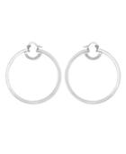 Sis By Simone I Smith Platinum Over Sterling Silver Earrings, Extra Large High Polished Hoop Earrings