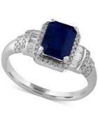 Royale Bleu By Effy Sapphire (1-1/2 Ct. T.w.) And Diamond (1/3 Ct. T.w.) Ring In 14k White Gold