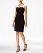 Calvin Klein Colorblocked Off-the-shoulder Dress