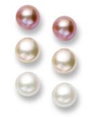 Pearl Earrings Set, Sterling Silver Multicolor Cultured Freshwater Pearl Set Of Three Stud Earrings (8mm)
