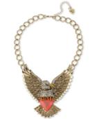 Betsey Johnson Gold-tone Pave Eagle Logo Heart Statement Necklace