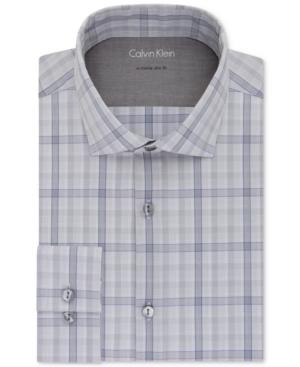 Calvin Klein Men's Extra Slim-fit Stretch-fabric Plaid Dress Shirt