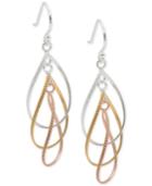 Giani Bernini Tri-tone Multi-hoop Drop Earrings In 18k Gold-plate, Rose Gold-plate, And Sterling Silver, Only At Macy's