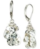 Anne Klein Silver-tone Crystal Disc Cluster Drop Earrings