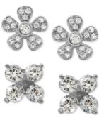 Giani Bernini 2-pc. Set Cubic Zirconia Floral Stud Earrings In Sterling Silver, Only At Macy's