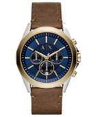 Ax Armani Exchange Men's Chronograph Drexler Brown Leather Strap Watch 46mm