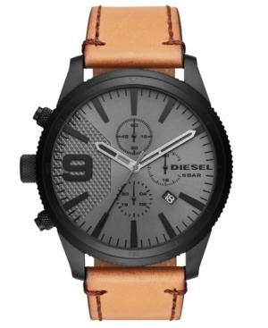 Diesel Men's Chronograph Rasp Chrono Brown Leather Strap Watch 50mm