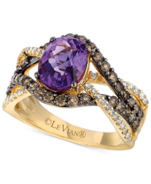 Le Vian Ocean Wave Amethyst (1-3/8 Ct. T.w.) And Diamond (1 Ct. T.w.) Statement Ring In 14k Gold