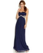 Trixxi Juniors' Strapless Cut-out Sequined Gown