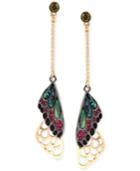 Betsey Johnson Two-tone Stone And Pave Butterfly Wing Drop Earrings