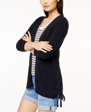 Tommy Hilfiger Cotton Lace-up Cardigan, Created For Macy's