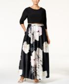 Betsy & Adam Plus Size Illusion 2-pc. Floral-print Gown