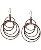 Guess Two-tone Multi-circle Drop Earrings In Silver-tone And Rose Gold-tone Mixed Metal