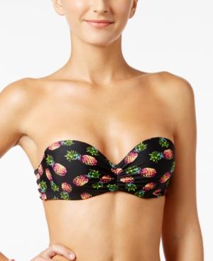 California Waves Pineapple Printed Strappy Back Push Up Bandeau Women's Swimsuit