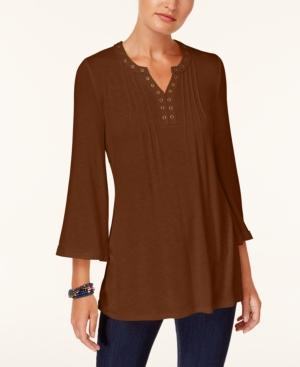 Style & Co Grommeted Split-neck Top, Only At Macy's