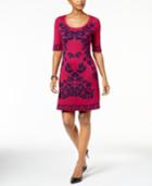 Ny Collection Floral-jacquard Sweater Dress