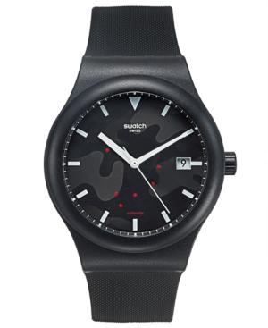 Swatch Men's Swiss Automatic Sistem Clouds Anthracite Silicone Strap Watch 42mm Suta401