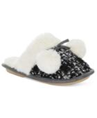Kensie Sparkle Tweed Pom Pom Slide Slippers