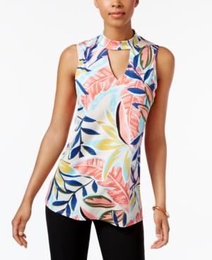 Ny Collection Printed Chocker Top