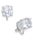 Lauren Ralph Lauren Silver-tone Cubic Zirconia Clip On Earrings