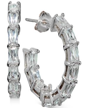 Giani Bernini Cubic Zirconia Baguette Hoop Earrings In Sterling Silver, Only At Macy's