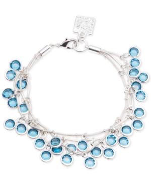 Anne Klein Silver-tone Round Stone Multi-row Shaky Bracelet