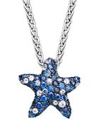 Saph Splash By Effy Multicolor Sapphire Pave Starfish Pendant (2-3/4 Ct. T.w.) In Sterling Silver