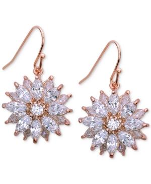 Nina Silver-tone Cubic Zirconia Flower Drop Earrings