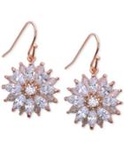 Nina Silver-tone Cubic Zirconia Flower Drop Earrings