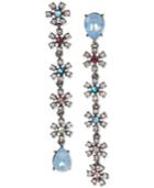 Betsey Johnson Hematite-tone Crystal & Stone Daisy Mismatch Linear Drop Earrings