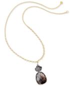 Paul & Pitu Naturally Gold-tone Quartz & Rhinestone Pendant Necklace