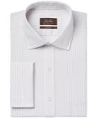 Tasso Elba Non-iron Tan Stripe French Cuff Dress Shirt, Only At Macy's