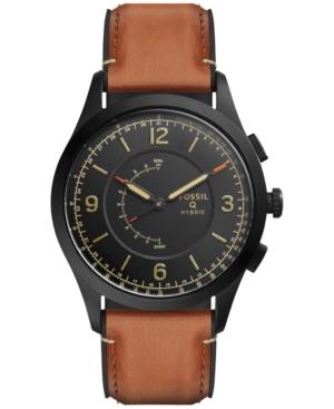 Fossil Q Men's Activist Brown Leather Strap Hybrid Smart Watch 42mm