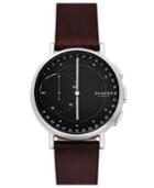 Skagen Unisex Signatur Brown Leather Strap Hybrid Smart Watch 42mm