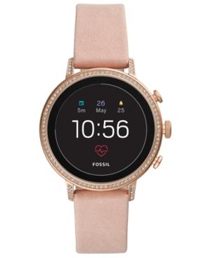 Fossil Q Women's Venture Hr Blush Leather Strap Touchscreen Smart Watch 40mm