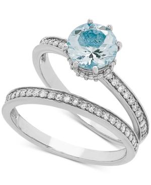 Love Rocks Bridal Aquamarine (1-1/5 Ct. T.w) & Diamond (1/5 Ct. T.w) Bridal Set In 14k White Gold