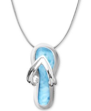 Marahlago Larimar Flip Flop 21 Pendant Necklace In Sterling Silver
