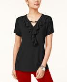 Ny Collection Hardware-ring Ruffled Top