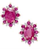 Ruby (1-5/8 Ct. T.w.) And Diamond Accent Stud Earrings In 14k Gold