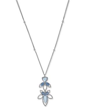 Inc International Concepts Hematite-tone Pave & Blue Stone Beaded Pendant Necklace, Created For Macy's