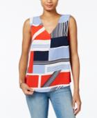 Tommy Hilfiger Printed V-neck Top, Only At Macy's