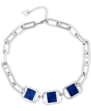 Guess Silver-tone & Blue Imitation Python Necklace